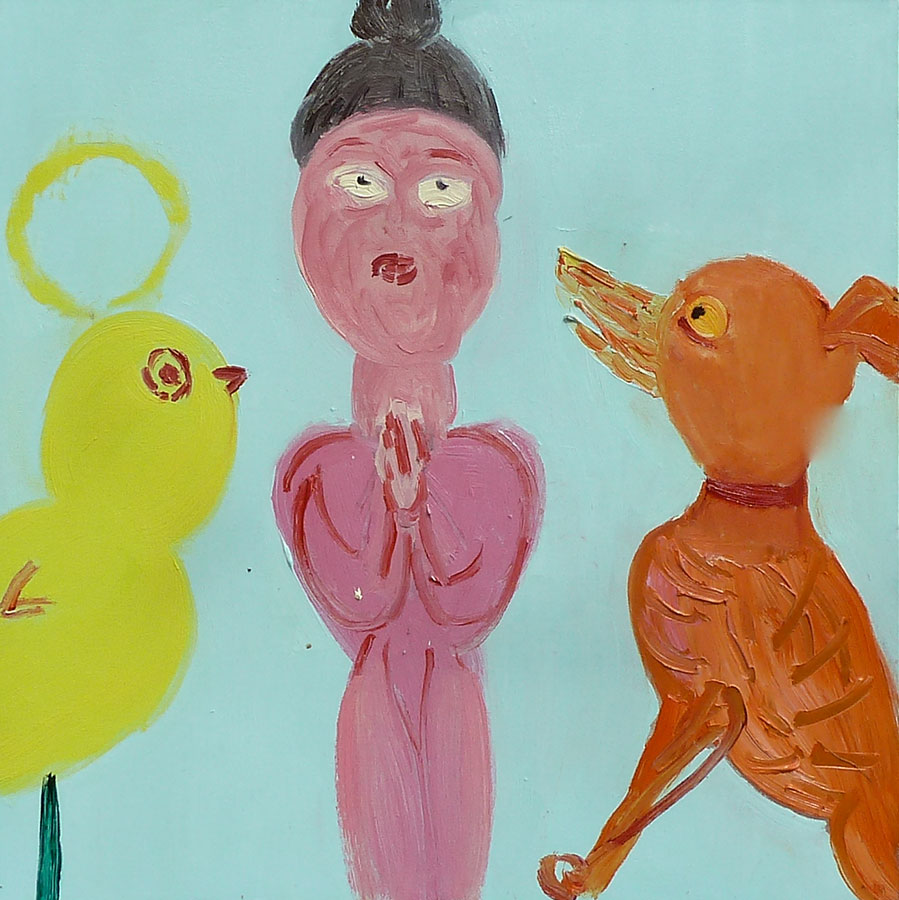 Meditating with a Dog – painting by Georgia Hayes