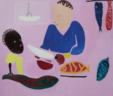 Chopping Fish – painting by Georgia Hayes