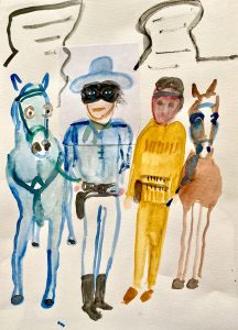 Lone Ranger, Tonto and Horses by Georgia Hayes